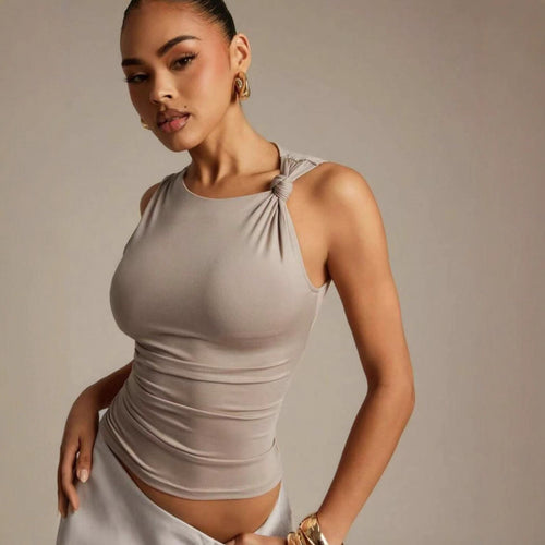 Damen Elegantes Oberteil mit Knoten-Detail und figurbetontem Schnitt EB
