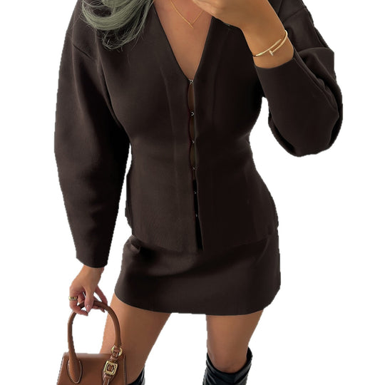 Damen nan taillierte Feinstrickcardigan mit V-Ausschnitt und Häkchenverschluss EB