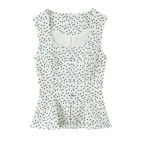 Damen Polka-Dot Tailliertes Oberteil mit eleganter Knopfleiste EB