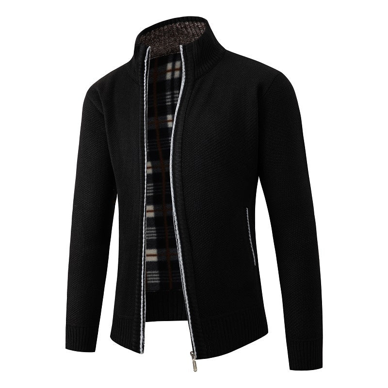 Herren Strickjacke mit strukturiertem Design und hohem Kragen EB