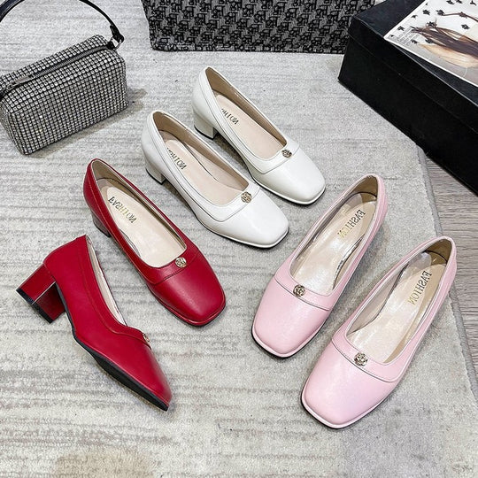 Damen Komfortable Blockabsatz-Pumps mit zarter Schnalle EB