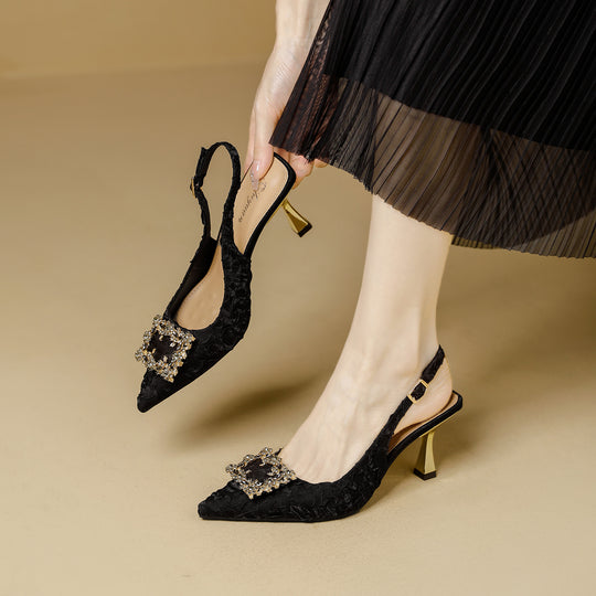 Damen Slingback Pumps mit funkelndem Schmuckdetail EB