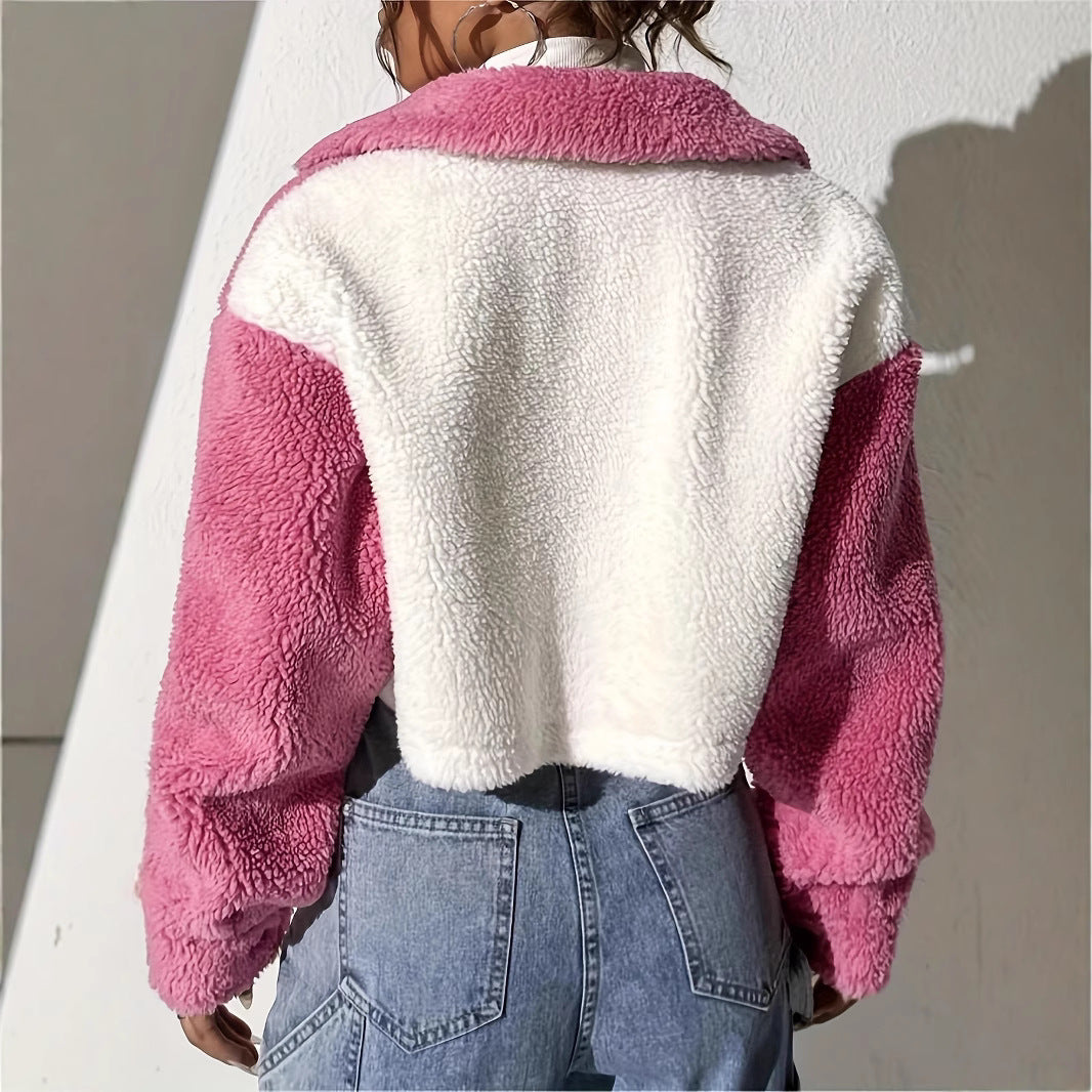 Damen Fleecejacke im Oversize-Stil mit Taschen EB