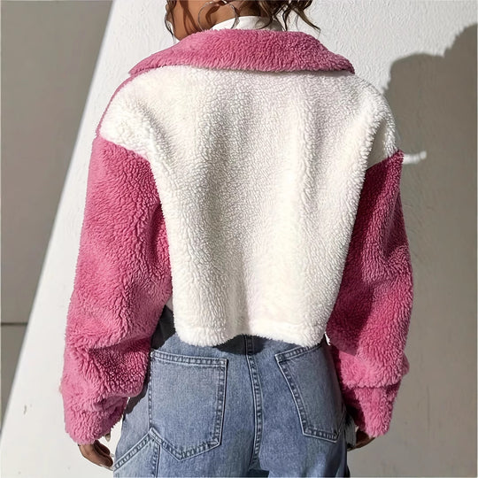 Damen Fleecejacke im Oversize-Stil mit Taschen EB