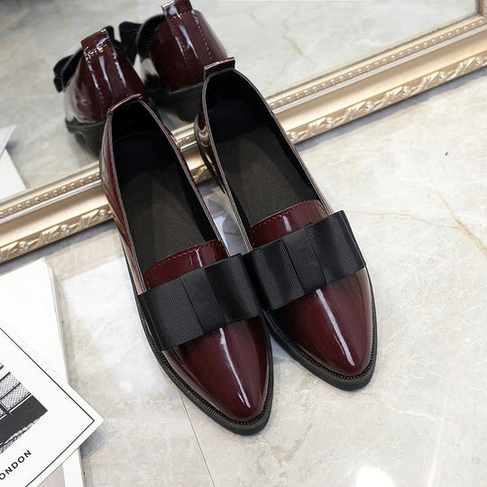 Damen elegante Ballerinas mit breitem Schleifenelement EB