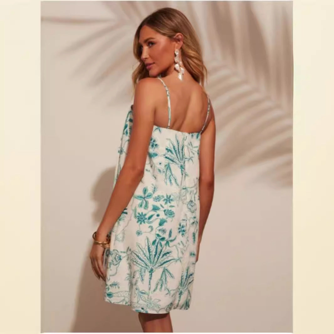 Damen Sommerkleid mit verführerischem floralem Design und praktischen Taschen EB