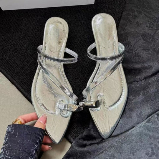 Damen elegante Slingback-Sandalen mit schicker Schnalle EB