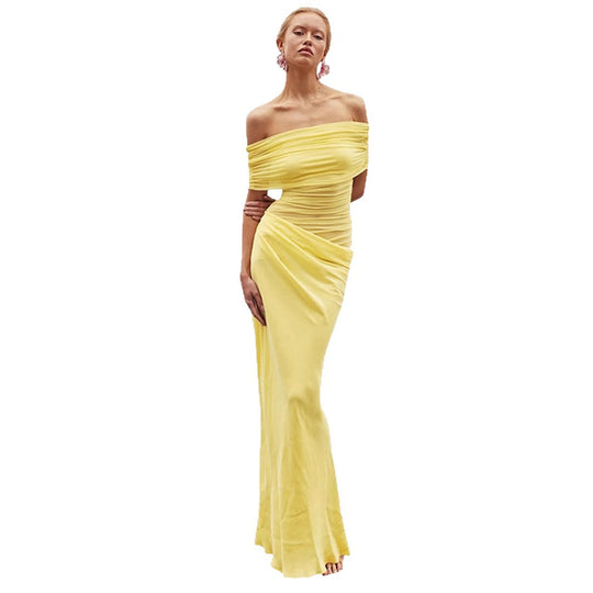 Damen Elegantes Wickelkleid mit Off-Shoulder Design und Drapierungseffekt EB