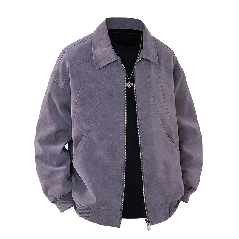 Herren elegante Wildlederjacke mit strukturiertem Schnitt EB
