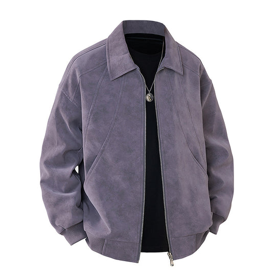Herren elegante Wildlederjacke mit strukturiertem Schnitt EB