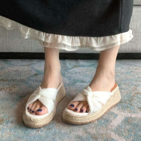 Damen Espadrille Sandalen mit knotenförmigem Riemen EB
