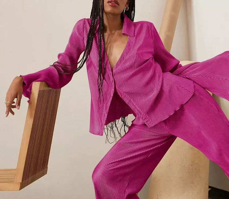 Damen elegantes Lounge-Set aus softem Plissee EB