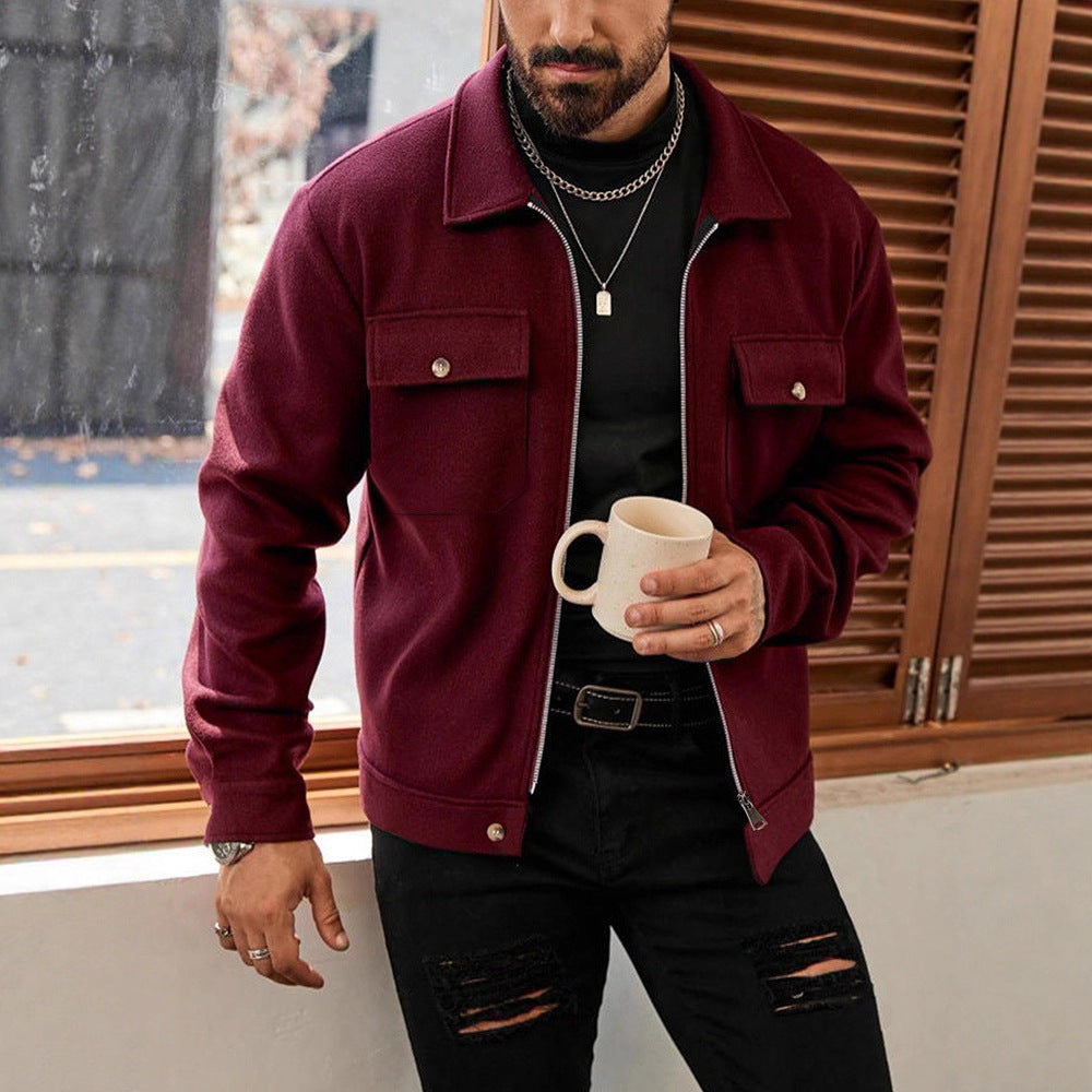 Herren nan CPO-inspiriertes Overshirt-Jacke mit aufgesetzten Brusttaschen und Reißverschluss EB