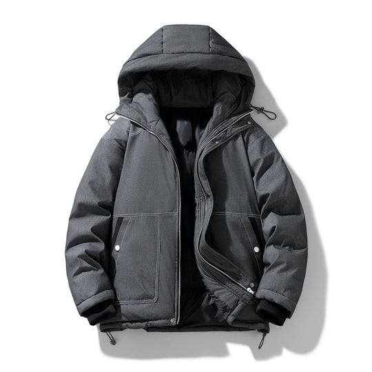 Herren urbaner Kapuzen-Insulated Overshirt mit gesteppter Thermofüllung und Kontrastnähten EB