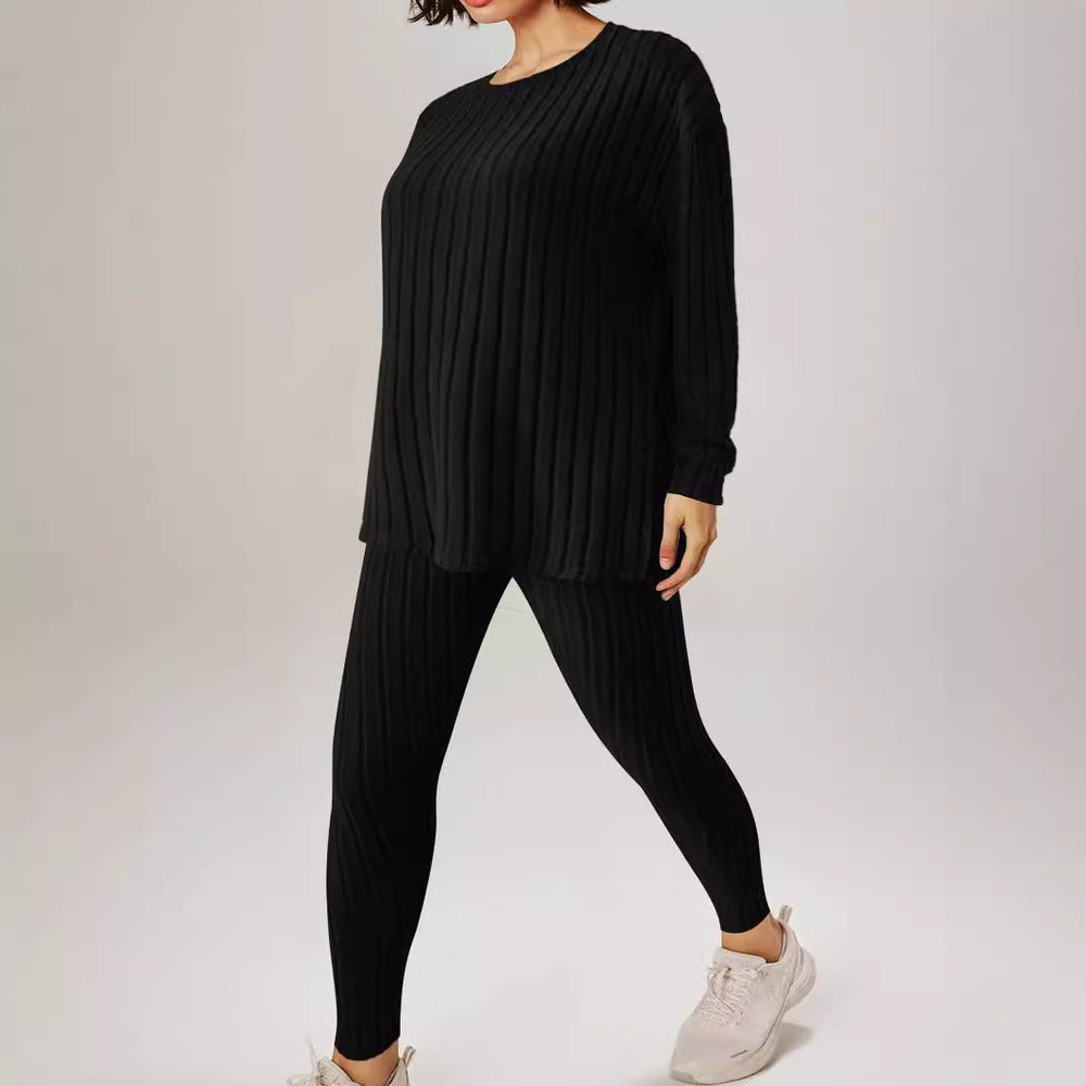 Damen Lässiges Strickset mit Rippstruktur und weitem Schnitt EB