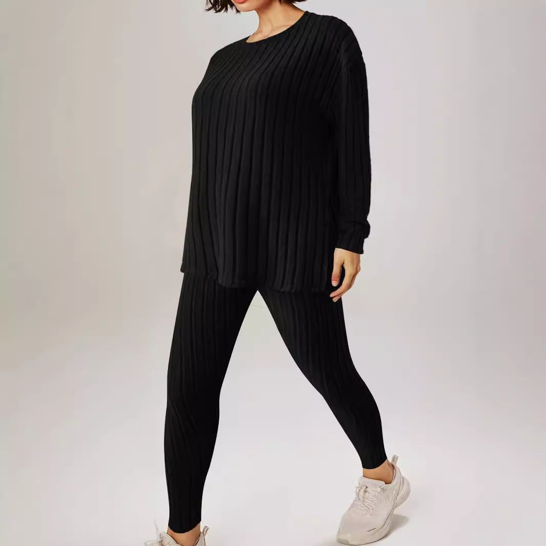 Damen Lässiges Strickset mit Rippstruktur und weitem Schnitt EB