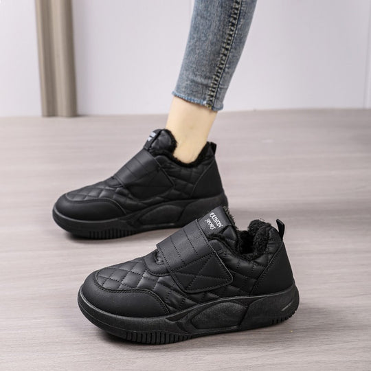 Damen Bequeme Sneakers mit warmer Innenausstattung und praktischem Klettverschluss EB