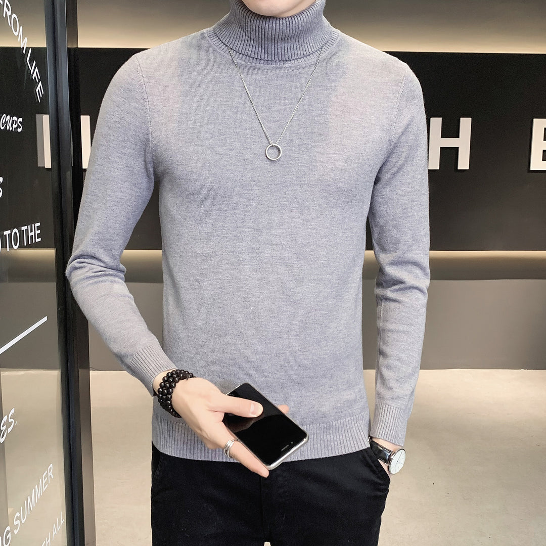 Herren Pullover mit hohem Kragen aus weicher Strickware EB