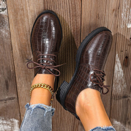 Damen Schnürschuhe im eleganten Kroko-Look EB