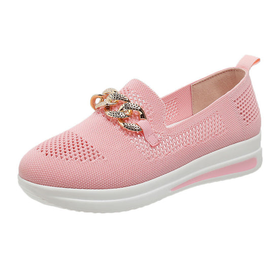 Damen Atmungsaktive Slip-On Sneakers mit modischem Ketten-Detail EB