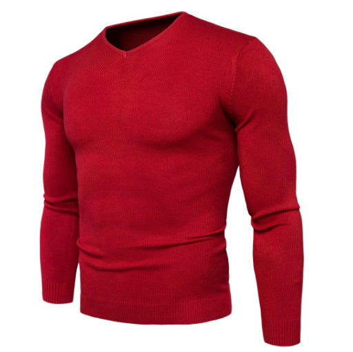 Herren feiner V-Ausschnitt Pullover aus hochwertiger Baumwolle EB