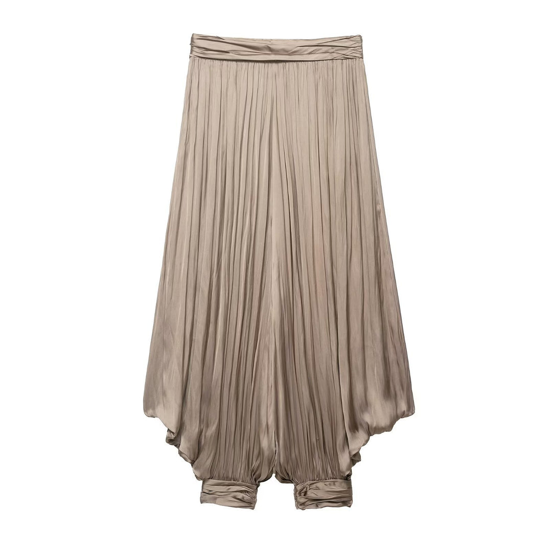 Damen Hochwertige Plisseehose mit elastischem Bund und schmalem Bein EB