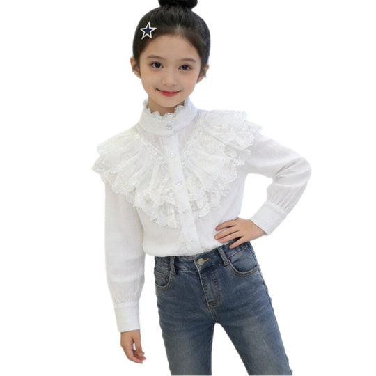 Mädchen elegante Rüschenbluse mit feinen Details EB