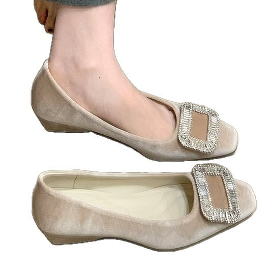 Damen elegante Ballerinas mit funkelnder Schnallenverzierung EB