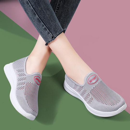 Damen Bequeme Slip-On Freizeitschuhe mit atmungsaktivem Obermaterial EB