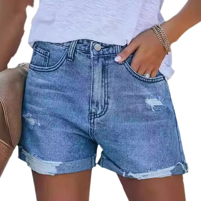 Damen Denim-Shorts im modischen Destroyed-Look mit lässigem Schnitt EB