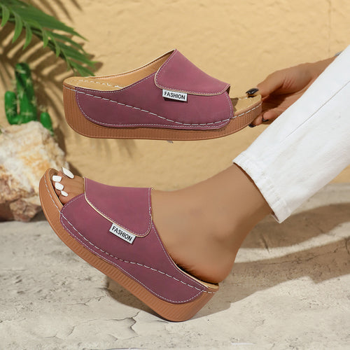 Damen Komfortable Wedge-Pantoletten mit flexibler Sohle und stylischem Riemen EB