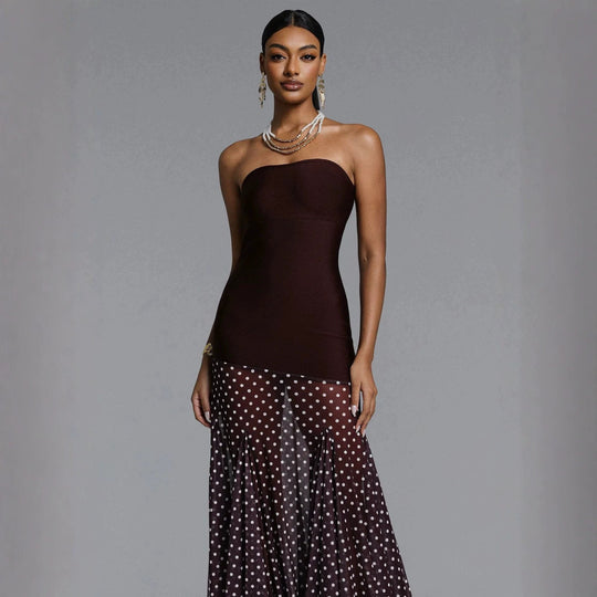 Damen Elegantes Stretch-Top mit transparentem Rüschenrock EB