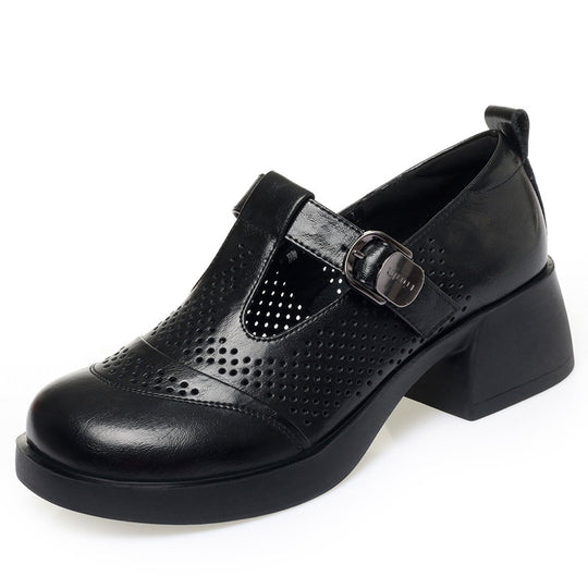Damen Halbschuhe mit modischem Riemchen und atmungsaktiver Lochoptik EB