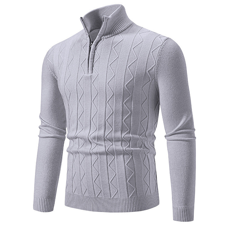 Herren eleganter Rollkragenpullover mit Zopfmuster und hohem Kragen EB