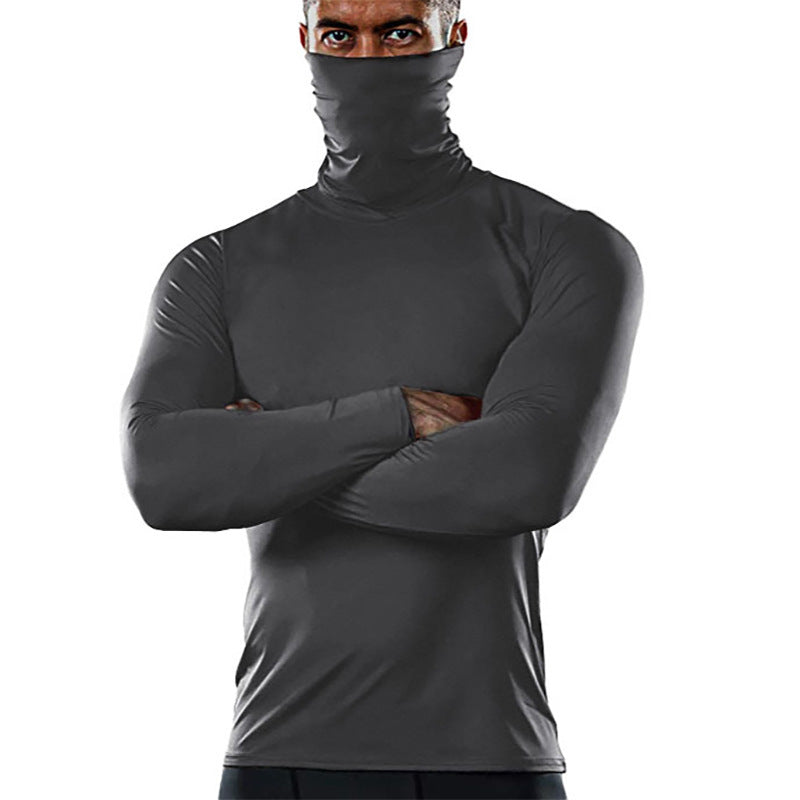 Herren funktionales Langarmshirt mit hohem Kragen und feuchtigkeitsregulierendem Material EB