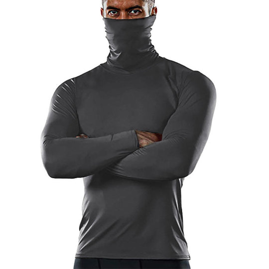 Herren funktionales Langarmshirt mit hohem Kragen und feuchtigkeitsregulierendem Material EB