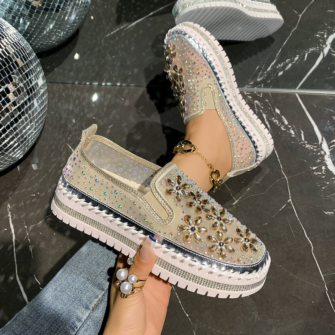 Damen Glamouröse Slip-On Sneakers mit funkelnden Applikationen EB