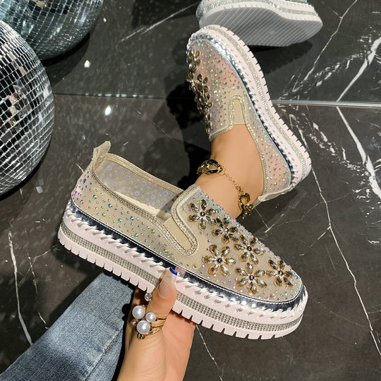 Damen Glamouröse Slip-On Sneakers mit funkelnden Applikationen EB