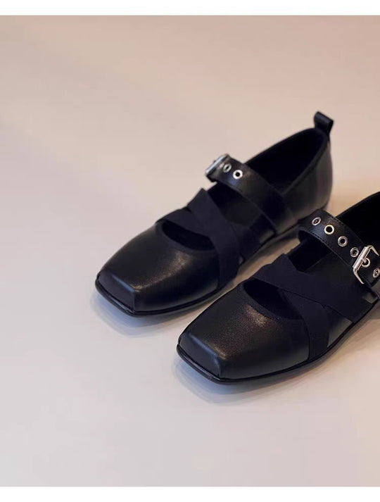Damen elegante Ballerinas mit modernem Riemchen-Design EB