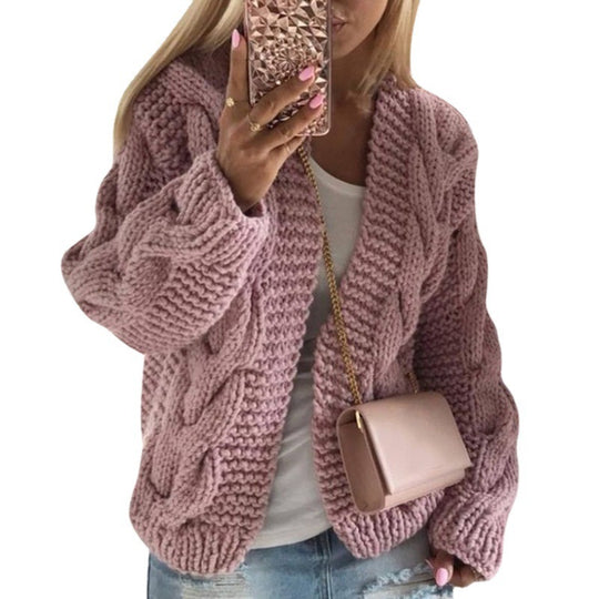 Damen Strickcardigan mit eleganten Kabelmustern EB