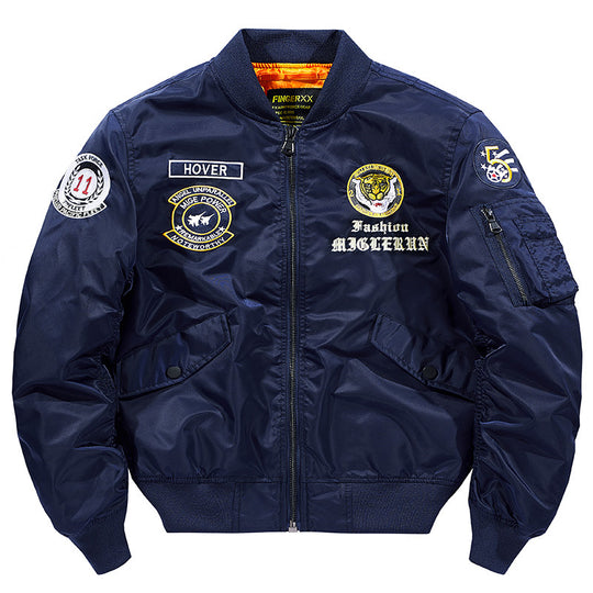 Men's  vintage pilot patch aviator bomber with quilted lining and zip sleeve pen pocket EB
