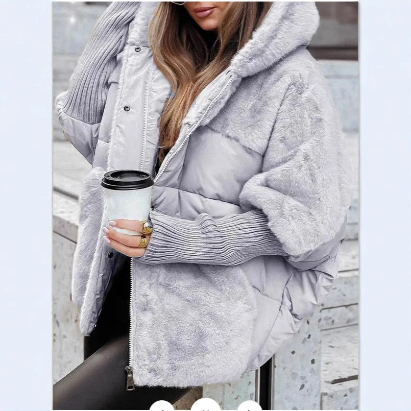 Damen Fleece-Wendejacke mit voluminösem Schnitt und hohem Kragen EB
