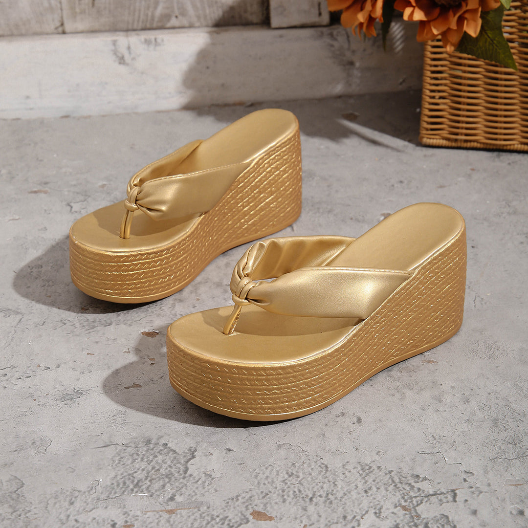 Damen Wedge-Pantoletten mit elegantem Knotted-Riemendesign und komfortabler Sohle EB