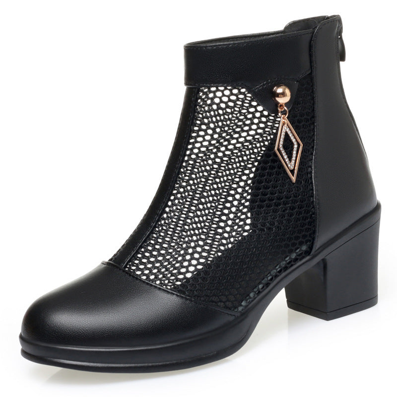 Damen Elegante Cut-Out Stiefeletten mit modischem Netzdesign EB