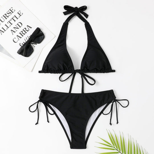 Damen Triangel-Bikini mit verstellbarem Halterdesign und seitlichem Bindeband EB