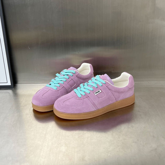 Damen Sportliche Sneaker aus weichem Wildleder mit modischem Schnürdesign EB