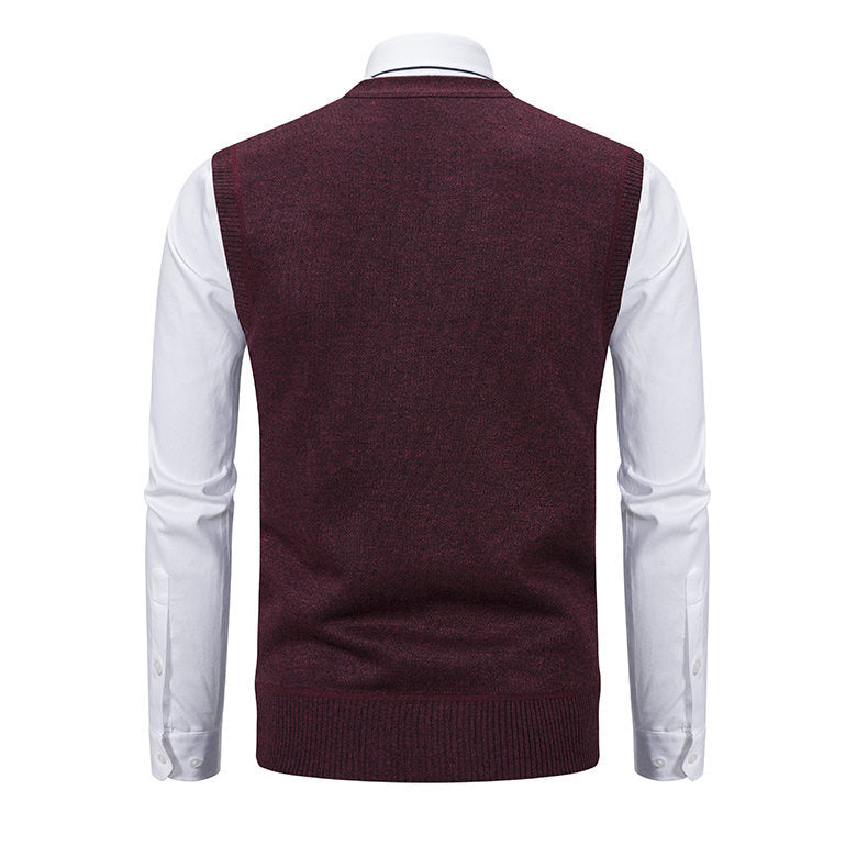 Herren elegante Strickweste mit modernem Rautenmuster und praktischen Taschen EB