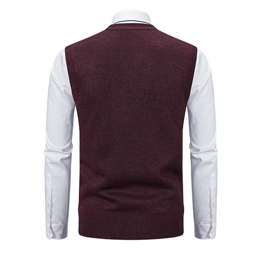 Herren elegante Strickweste mit modernem Rautenmuster und praktischen Taschen EB