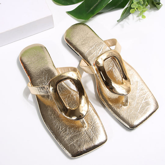 Damen Elegante und modische Sandalen mit glänzendem Design EB