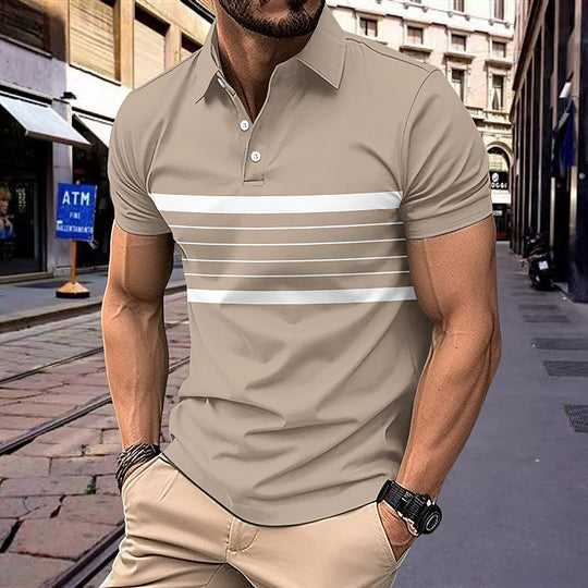 Herren Polohemd mit sportlichem Streifenmuster und klassischem Kragen EB